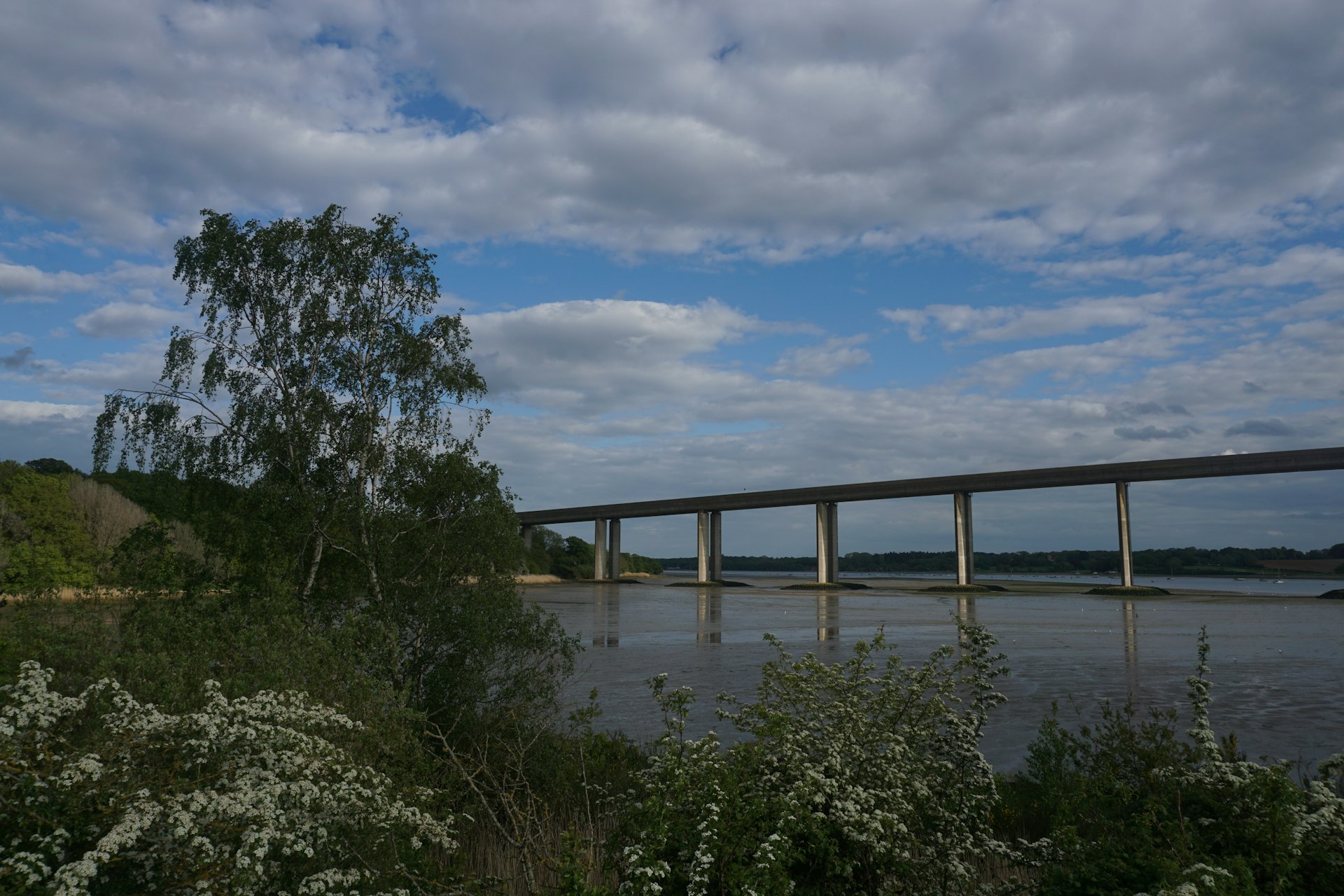 Orwell bridge over a blue skies background